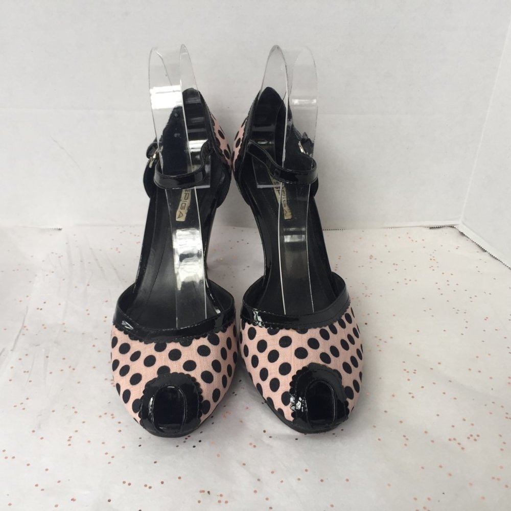 Via Spiga Pink Black Polka Dot Mary Jane Pin up 9 Barbiecore Y2K Aesthetic - Picture 2 of 5